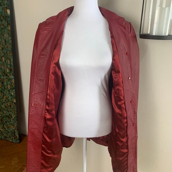 Vintage Genuine Leather Terry Lewis Size S Coat Jacket Burgundy Red Classic - Picture 9 of 11
